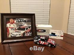 1/24 ADC Denny Hamlin Signed Late Model Dirt Car/Signed Hero Card Included