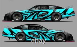 Blue Black Race Car Side Wrap Decals Late Model, Street Stock, Modified