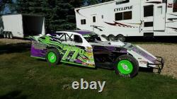 Blue Triple Flames Dirt Late Model, Dirt Modified Race Car Side Graphics