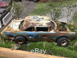 Custom Adult Built Weathered Dirt Late Model 55 Chevy Race Car Diorama