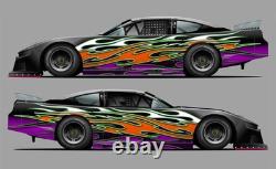 Flames Race Car Side Wrap Decals Late Model, Street Stock, Modified #52