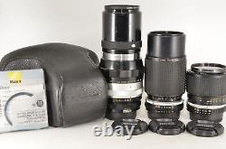 Late Model Nikon Nikomat FTN Black Film Camera 36-72mm+75-150mm+200mm #2845