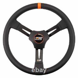 MPI 3-Spoke Dirt Late Model Black Steering Wheel w Vibration Absorption Foam