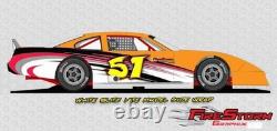 Orange Blitz Dirt Late Model, Dirt Modified Race Car Side Graphics