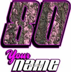 Pink camouflage girl race car imca dirt late model number decal set
