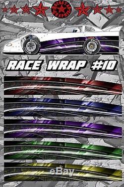 RACE CAR GRAPHICS #10, Half Wrap Vinyl Decal IMCA Late Model Dirt Trailer Truck