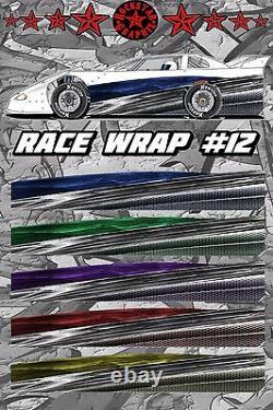 RACE CAR GRAPHICS #12, Half Wrap Vinyl Decal IMCA Late Model Dirt Trailer Truck