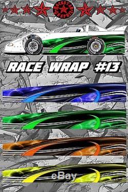 RACE CAR GRAPHICS #13, Half Wrap Vinyl Decal IMCA Late Model Dirt Trailer Truck