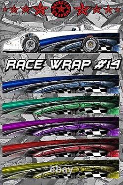 RACE CAR GRAPHICS #14, Half Wrap Vinyl Decal IMCA Late Model Dirt Trailer Truck