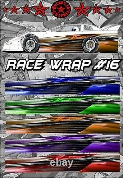 RACE CAR GRAPHICS #16 Half Wrap Vinyl Decal IMCA Late Model Dirt Trailer Truck