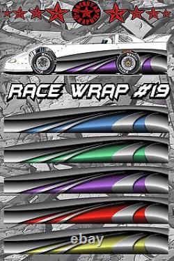RACE CAR GRAPHICS #19, Half Wrap Vinyl Decal IMCA Late Model Dirt Trailer Truck