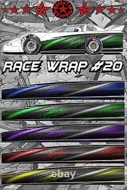 RACE CAR GRAPHICS #20, Half Wrap Vinyl Decal IMCA Late Model Dirt Trailer Truck