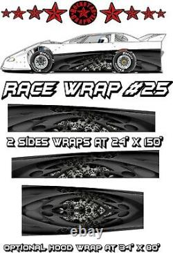 RACE CAR GRAPHICS #25, Half Wrap Vinyl Decal IMCA Late Model Dirt Trailer Truck