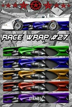 RACE CAR GRAPHICS #27 Half Wrap Vinyl Decal IMCA Late Model Dirt Trailer Truck
