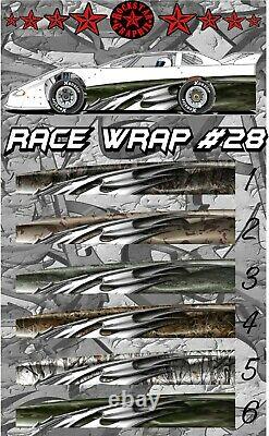 RACE CAR GRAPHICS #28 Half Wrap Vinyl Decal IMCA Late Model Dirt Trailer Truck