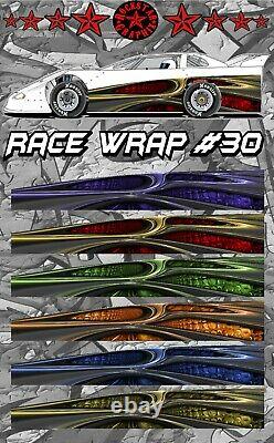 RACE CAR GRAPHICS #30 Half Wrap Vinyl Decal IMCA Late Model Dirt Trailer Truck