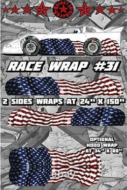 RACE CAR GRAPHICS #31, Half Wrap Vinyl Decal IMCA Late Model Dirt Trailer Truck