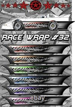 RACE CAR GRAPHICS #32 Half Wrap Vinyl Decal IMCA Late Model Dirt Trailer Truck