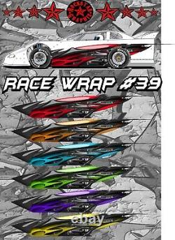 RACE CAR GRAPHICS #39 Half Wrap Vinyl Decal IMCA Late Model Dirt Trailer Truck