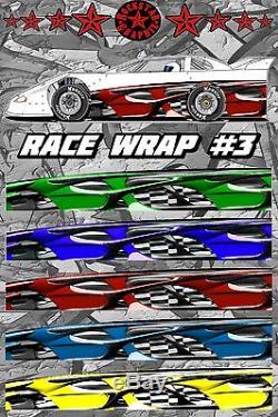RACE CAR GRAPHICS #3, Half Wrap Vinyl Decal IMCA Late Model Dirt Trailer Truck