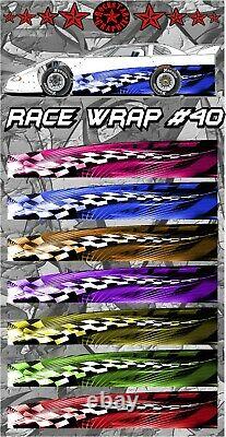 RACE CAR GRAPHICS #40 Half Wrap Vinyl Decal IMCA Late Model Dirt Trailer Truck