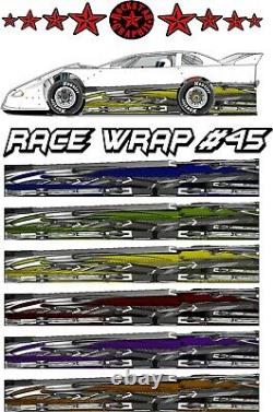 RACE CAR GRAPHICS #45 Half Wrap Vinyl Decal IMCA Late Model Dirt Trailer Truck