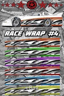 RACE CAR GRAPHICS #4, Half Wrap Vinyl Decal IMCA Late Model Dirt Trailer Truck