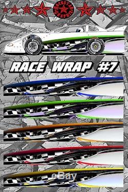 RACE CAR GRAPHICS #7, Half Wrap Vinyl Decal IMCA Late Model Dirt Trailer Truck