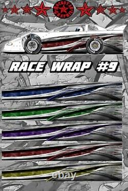 RACE CAR GRAPHICS #9, Half Wrap Vinyl Decal IMCA Late Model Dirt Trailer Truck