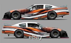 Race Car Side Wrap Decals Late Model, Street Stock, Modified Blue and Black