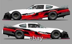 Race Car Side Wrap Decals Late Model, Street Stock, Modified Red and Black #55