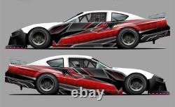 Race Car Side Wrap Decals Late Model, Street Stock, Modified Red and Black #56