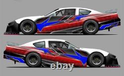 Race Car Side Wrap Decals Late Model, Street Stock, Modified Red and Black #60