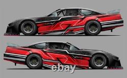 Race Car Side Wrap Decals Late Model, Street Stock, Modified Red and Black #60