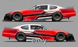 Race Car Side Wrap Decals Late Model, Street Stock, Modified Red and Black #68