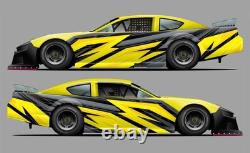 Race Car Side Wrap Decals Late Model, Street Stock, Modified Yellow and Black