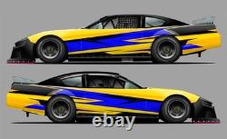 Race Car Side Wrap Decals Late Model, Street Stock, Modified Yellow and Black