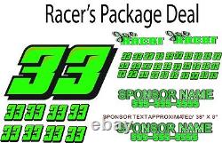 Race car numbers package decal set MA dirt late model modified street stock IMCA