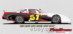 Red Blitz Dirt Late Model, Dirt Modified Race Car Side Graphics