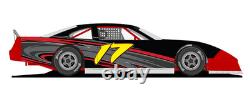 Red Gray Dirt Late Model, Dirt Modified Race Car Side Graphics