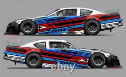 Red White & Blue Race Car Side Wrap Decals Late Model, Street Stock #61