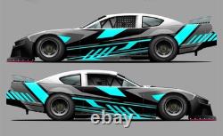 Teal Race Car Side Wrap Decals Late Model, Street Stock, Modified #46