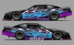 Yellow Flames Race Car Side Wrap Decals Late Model, Street Stock, Modified #55